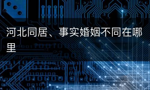 河北同居、事实婚姻不同在哪里