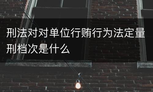 刑法对对单位行贿行为法定量刑档次是什么