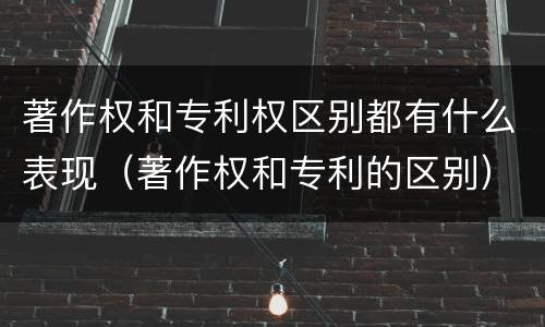 著作权和专利权区别都有什么表现（著作权和专利的区别）