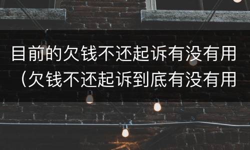 目前的欠钱不还起诉有没有用（欠钱不还起诉到底有没有用）