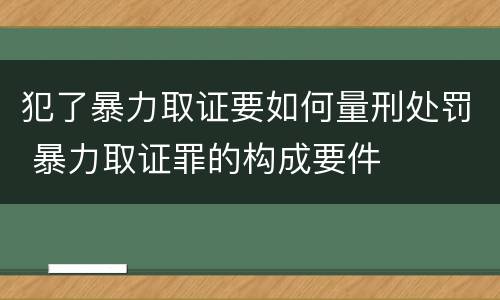 犯了暴力取证要如何量刑处罚 暴力取证罪的构成要件