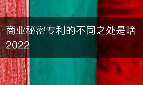 商业秘密专利的不同之处是啥2022