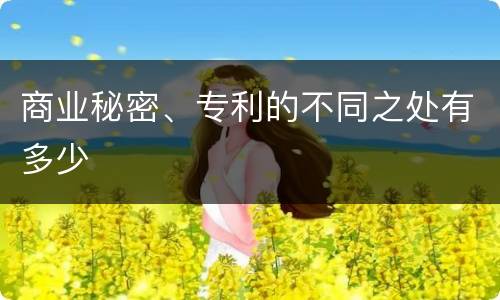 商业秘密、专利的不同之处有多少