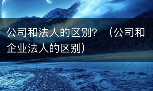 公司和法人的区别？（公司和企业法人的区别）