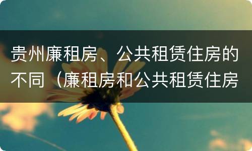 贵州廉租房、公共租赁住房的不同（廉租房和公共租赁住房的区别）