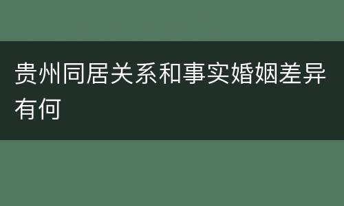 贵州同居关系和事实婚姻差异有何