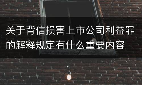 关于背信损害上市公司利益罪的解释规定有什么重要内容