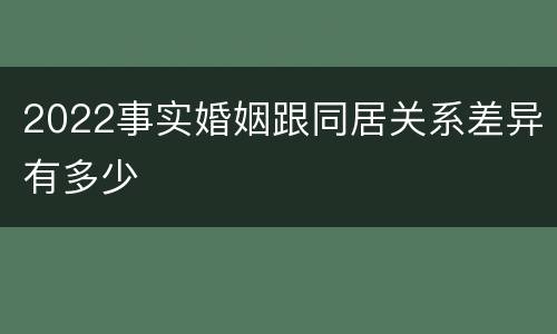 2022事实婚姻跟同居关系差异有多少