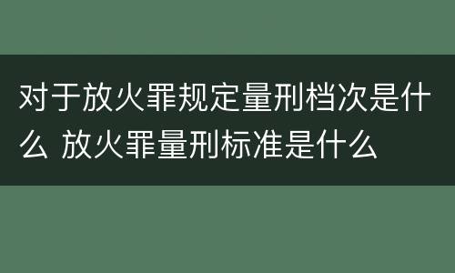 对于放火罪规定量刑档次是什么 放火罪量刑标准是什么
