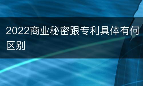 2022商业秘密跟专利具体有何区别