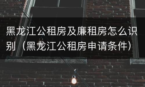 黑龙江公租房及廉租房怎么识别（黑龙江公租房申请条件）
