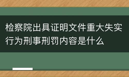 检察院出具证明文件重大失实行为刑事刑罚内容是什么