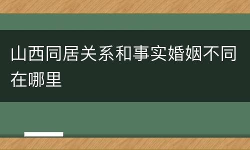 山西同居关系和事实婚姻不同在哪里