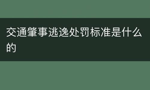 交通肇事逃逸处罚标准是什么的