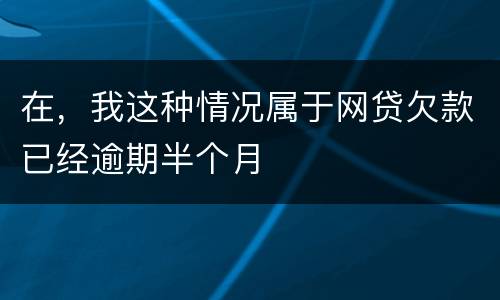 在，我这种情况属于网贷欠款已经逾期半个月