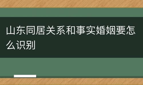 山东同居关系和事实婚姻要怎么识别