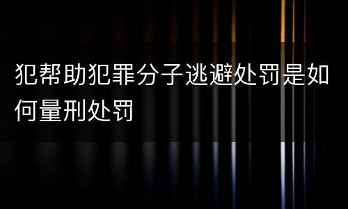 犯帮助犯罪分子逃避处罚是如何量刑处罚
