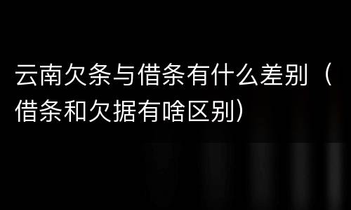 云南欠条与借条有什么差别（借条和欠据有啥区别）