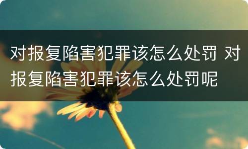对报复陷害犯罪该怎么处罚 对报复陷害犯罪该怎么处罚呢