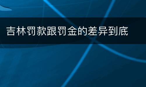 吉林罚款跟罚金的差异到底