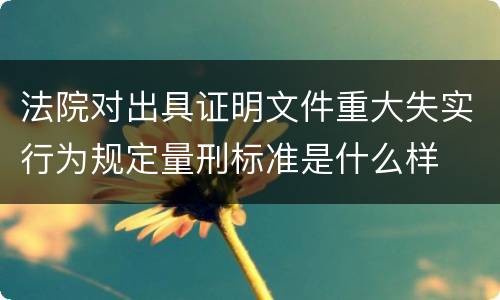 法院对出具证明文件重大失实行为规定量刑标准是什么样