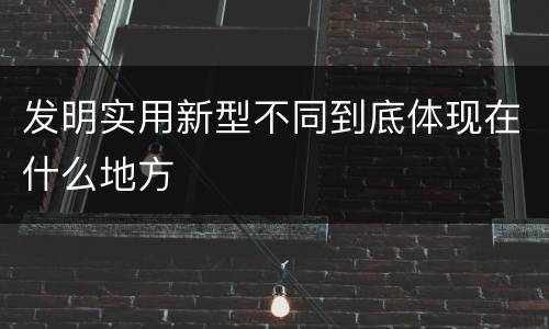 发明实用新型不同到底体现在什么地方