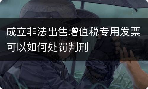 成立非法出售增值税专用发票可以如何处罚判刑
