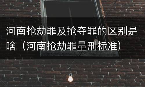 河南抢劫罪及抢夺罪的区别是啥（河南抢劫罪量刑标准）
