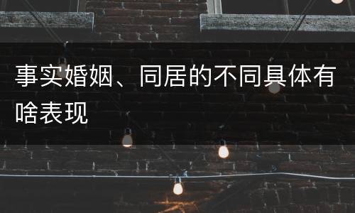 事实婚姻、同居的不同具体有啥表现