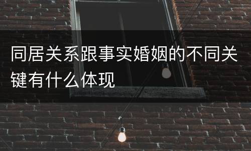 同居关系跟事实婚姻的不同关键有什么体现