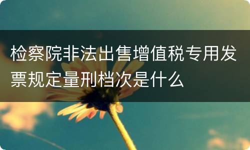检察院非法出售增值税专用发票规定量刑档次是什么