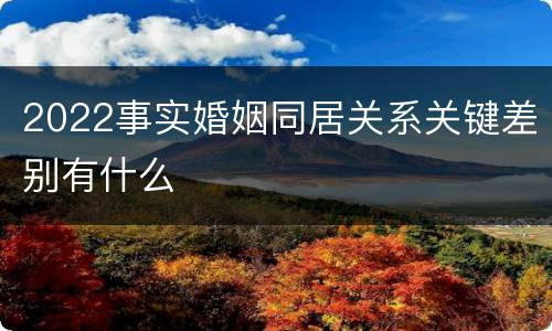 2022事实婚姻同居关系关键差别有什么