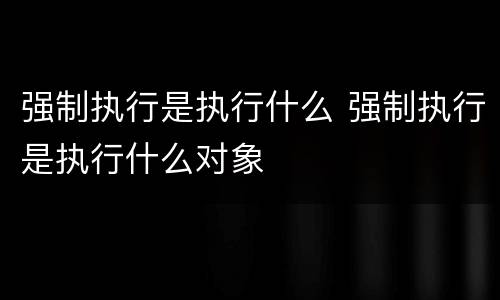 强制执行是执行什么 强制执行是执行什么对象