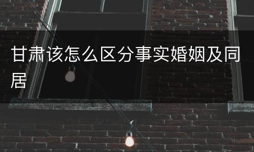 甘肃该怎么区分事实婚姻及同居