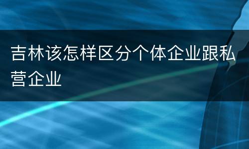 吉林该怎样区分个体企业跟私营企业