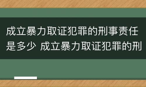成立暴力取证犯罪的刑事责任是多少 成立暴力取证犯罪的刑事责任是多少年