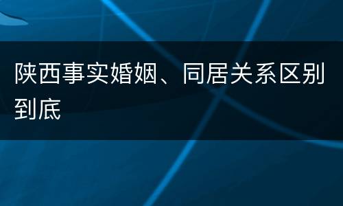 陕西事实婚姻、同居关系区别到底