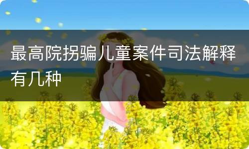 最高院拐骗儿童案件司法解释有几种