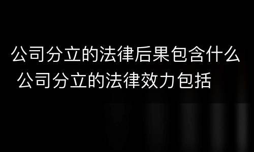 公司分立的法律后果包含什么 公司分立的法律效力包括