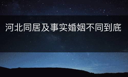 河北同居及事实婚姻不同到底