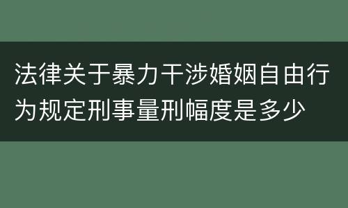 法律关于暴力干涉婚姻自由行为规定刑事量刑幅度是多少