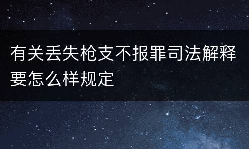 有关丢失枪支不报罪司法解释要怎么样规定
