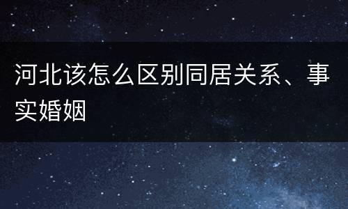 河北该怎么区别同居关系、事实婚姻