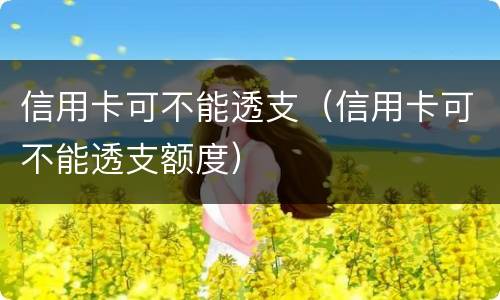 信用卡可不能透支（信用卡可不能透支额度）