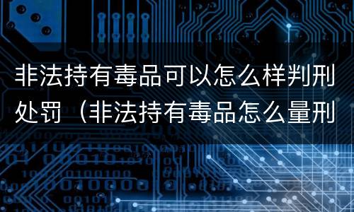 非法持有毒品可以怎么样判刑处罚（非法持有毒品怎么量刑）