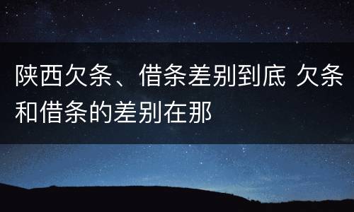 陕西欠条、借条差别到底 欠条和借条的差别在那