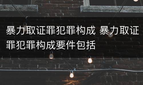 暴力取证罪犯罪构成 暴力取证罪犯罪构成要件包括