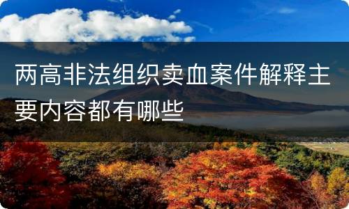 两高非法组织卖血案件解释主要内容都有哪些