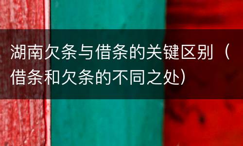 湖南欠条与借条的关键区别（借条和欠条的不同之处）