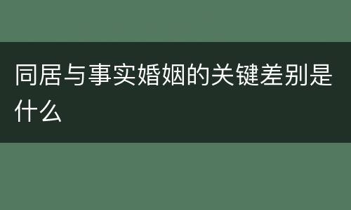 同居与事实婚姻的关键差别是什么